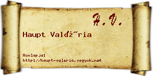 Haupt Valéria névjegykártya
